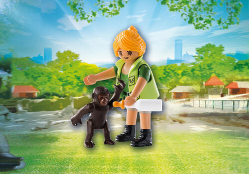 PLAYMOBIL ® 9074 CUIDADORA CON BEBÉ GORILA