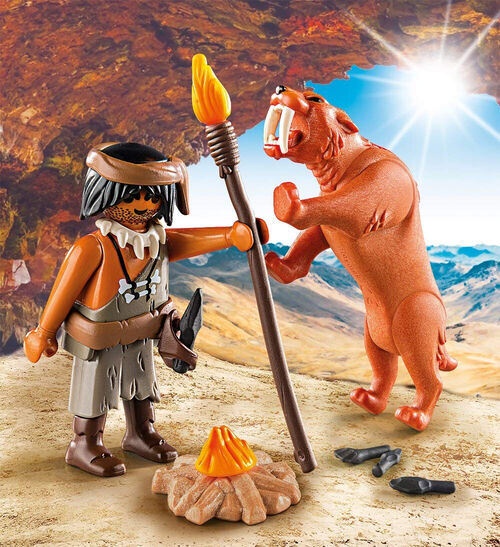 PLAYMOBIL 9442 NEANDERTAL CON TIGRE DIENTES DE SABLE