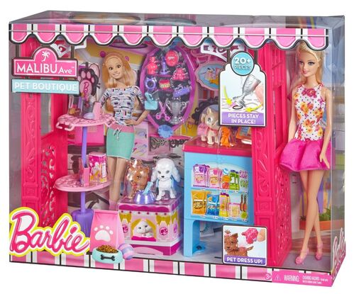 BARBIE BDF49 MALIBU AVE TIENDA DE MASCOTAS + MUÑECA BARBIE