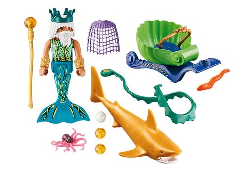 PLAYMOBIL - REY DEL MAR EN CARRO CON TIBURÓN