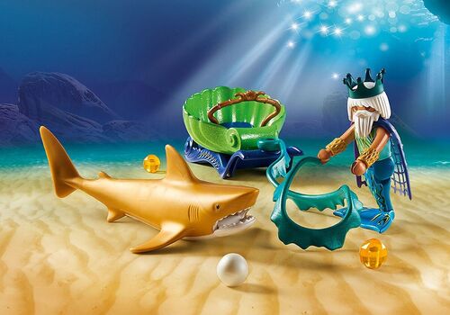 PLAYMOBIL - REY DEL MAR EN CARRO CON TIBURÓN