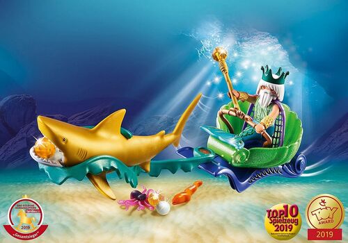 PLAYMOBIL - REY DEL MAR EN CARRO CON TIBURÓN