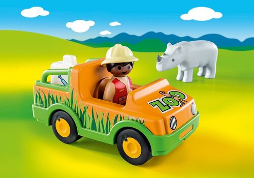 PLAYMOBIL - 1.2.3: VEHÍCULO DEL ZOO CON RINOCERONTE