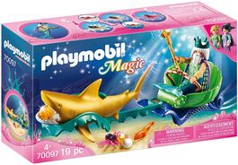 PLAYMOBIL - REY DEL MAR EN CARRO CON TIBURÓN