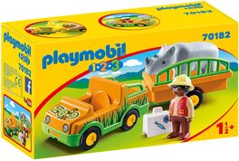 PLAYMOBIL - 1.2.3: VEHÍCULO DEL ZOO CON RINOCERONTE