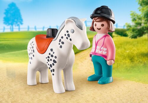 PLAYMOBIL - 1.2.3: JINETE CON CABALLO