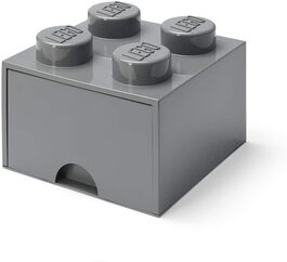 CAJA DE ALMACENAMIENTO CON CAJÓN LEGO - BRICK DE CUATRO ENCAJES GRIS OSCURO
