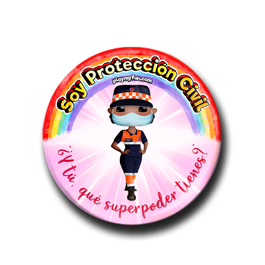 Chapa Superheroínas! - Protección Civil con Mascarilla 8MCM1