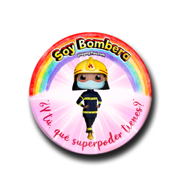 Chapa Superheroínas! - Bombera con Mascarilla 14MCM1