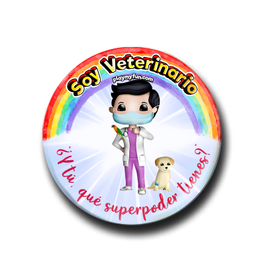 Chapa Superhéroes! - Veterinario con Mascarilla 6HCM2