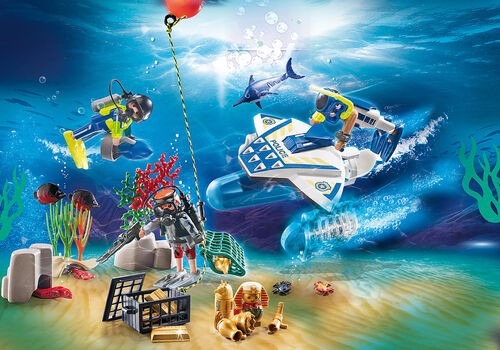 PLAYMOBIL - CALENDARIO DE ADVIENTO MISIÓN POLICIAL DE BUCEO DIVERSIÓN EN EL BAÑO