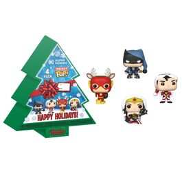 FUNKO POCKET POP! DC NAVIDAD - PACK 4 MINIFIGURAS (CAJA ÁRBOL)