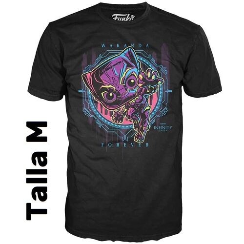FUNKO POP! BLACK PANTHER (BLACK LIGHT) EXCLUSIVO + CAMISETA TALLA M BLACK PANTHER