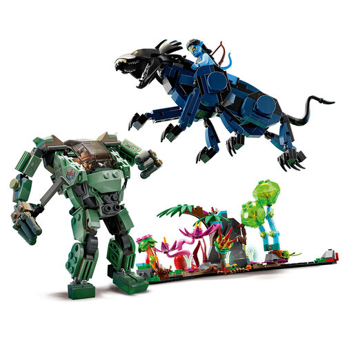 Lego Avatar Neytiri y thanator vs. Quaritch con Armadura AMP