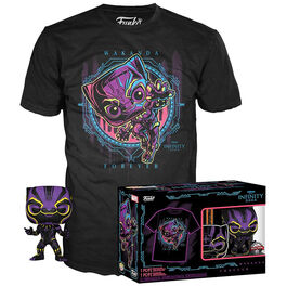 FUNKO POP! BLACK PANTHER (BLACK LIGHT) EXCLUSIVO + CAMISETA TALLA M BLACK PANTHER