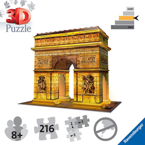 Ravensburger Puzle 3D Arco del Triunfo de Noche 216 Piezas