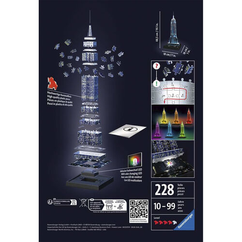 RAVENSBURGER PUZLE 3D EMPIRE STATE BUILDING DE NOCHE 216 PIEZAS