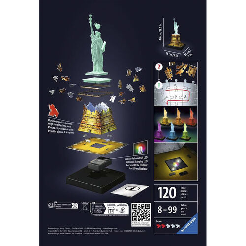 RAVENSBURGER PUZLE 3D ESTATUA DE LA LIBERTAD DE NOCHE 180 PIEZAS