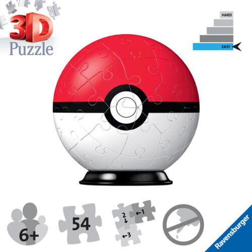 RAVENSBURGER PUZLE 3D POKÉMON POKÉBALL ROJA 54 PIEZAS