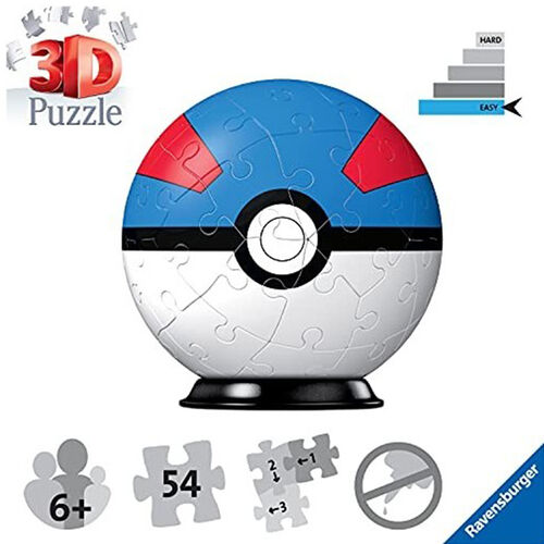 Ravensburger Puzle 3D Pokémon Pokéball Azul (Superball) 54 Piezas