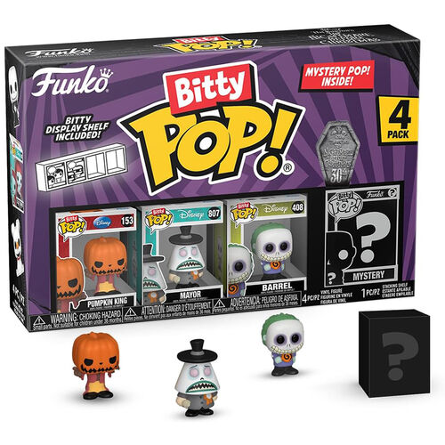 Funko Bitty Pop! Pesadilla Antes de Navidad - Rey Calabaza, Alcalde, Barrel y ¿?