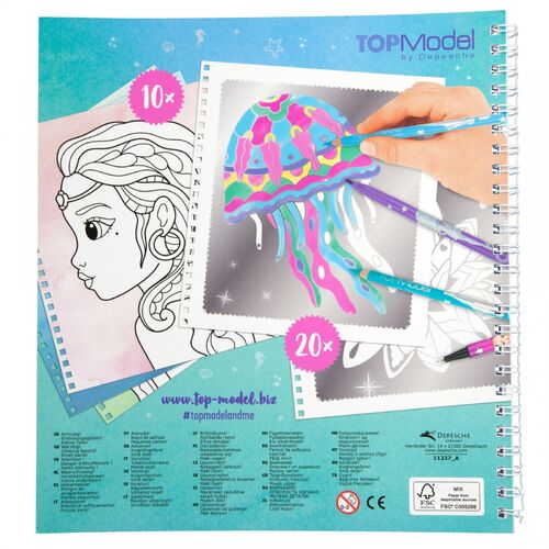 TOP MODEL - LIBRO PARA COLOREAR ARTE SOBRE PLATA FANTASY MODEL