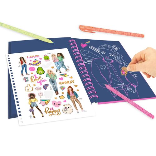 TOP MODEL - CUADERNO DE DIBUJO CON BOLÍGRAFOS DE NEÓN