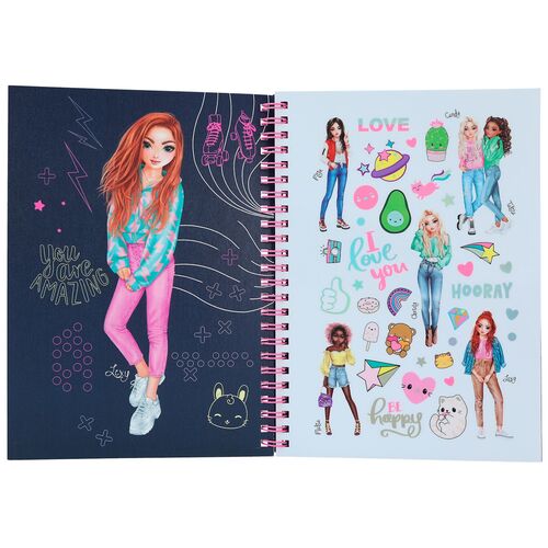 TOP MODEL - CUADERNO DE DIBUJO CON BOLÍGRAFOS DE NEÓN