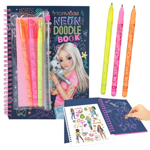 TOP MODEL - CUADERNO DE DIBUJO CON BOLÍGRAFOS DE NEÓN