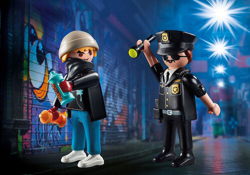 PLAYMOBIL - DUO PACK POLICIA Y VÁNDALO