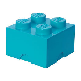CAJA DE ALMACENAMIENTO LEGO - BRICK DE CUATRO ENCAJES TURQUESA