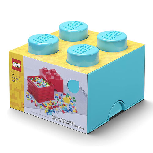 CAJA DE ALMACENAMIENTO LEGO - BRICK DE CUATRO ENCAJES TURQUESA