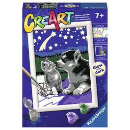 Ravensburger CreArt Kit Pintura Lobo y Gato: Amigos para Siempre