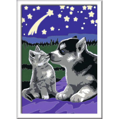 Ravensburger CreArt Kit Pintura Lobo y Gato: Amigos para Siempre