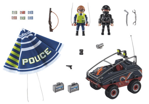PLAYMOBIL - POLICÍA PARACAÍDAS: PERSECUCIÓN DEL VEHÍCULO ANFIBIO