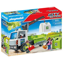 PLAYMOBIL - CAMIÓN DE RESIDUOS DE VIDRIO CON CONTENEDOR