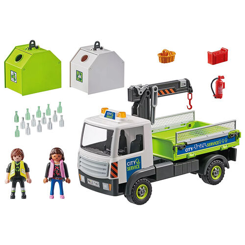 PLAYMOBIL - CAMIÓN DE RESIDUOS DE VIDRIO CON CONTENEDOR