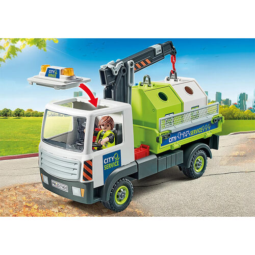 PLAYMOBIL - CAMIÓN DE RESIDUOS DE VIDRIO CON CONTENEDOR