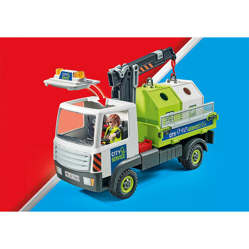 PLAYMOBIL - CAMIÓN DE RESIDUOS DE VIDRIO CON CONTENEDOR