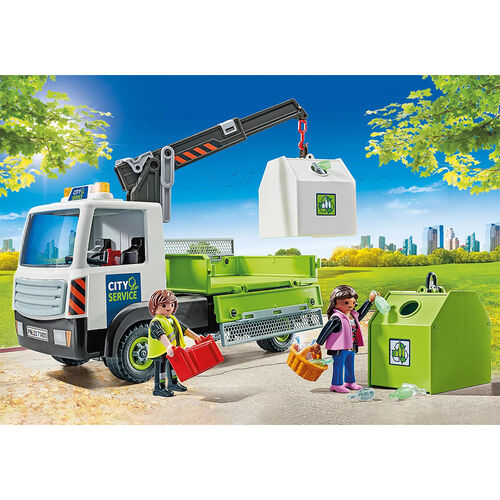 PLAYMOBIL - CAMIÓN DE RESIDUOS DE VIDRIO CON CONTENEDOR