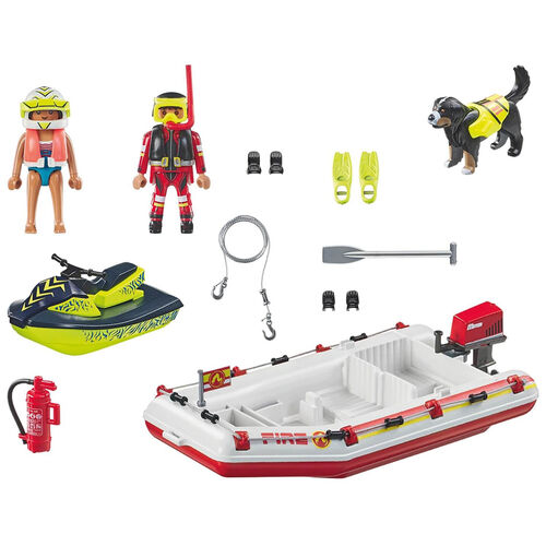 PLAYMOBIL - BOTE DE BOMBEROS CON MOTO ACUÁTICA