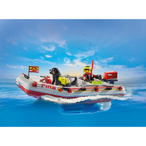 PLAYMOBIL - BOTE DE BOMBEROS CON MOTO ACUÁTICA