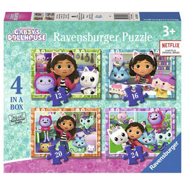 RAVENSBURGER 4 PUZLES PROGRESIVOS DE LA CASA DE MUÑECAS DE GABBY 12/16/20/24 PIEZAS