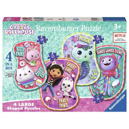 RAVENSBURGER 4 PUZLES PROGRESIVOS CON FORMAS DE LA CASA DE MUÑECAS DE GABBY 10/12/14/16 PIEZAS