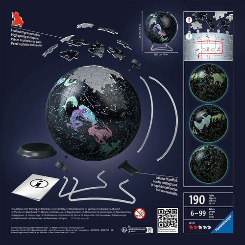 RAVENSBURGER PUZLE 3D GLOBO TERRÁQUEO DE ESTRELLAS QUE BRILLA 180 PIEZAS