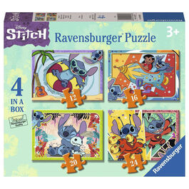 RAVENSBURGER 4 PUZLES PROGRESIVOS DE DISNEY STITCH 12/16/20/24 PIEZAS