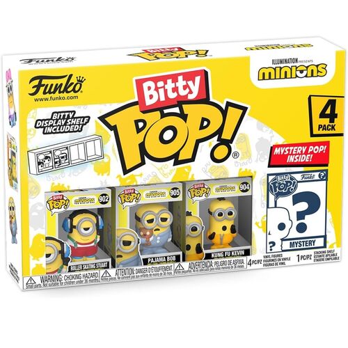 FUNKO BITTY POP! MINIONS - ROLLER SKATING STUART, PAJAMA BOB, KUNG FU KEVIN Y ¿?
