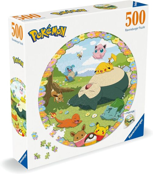 RAVENSBURGER PUZLE CIRCULAR POKEMON EN PRIMAVERA 500 PIEZAS + PÓSTER