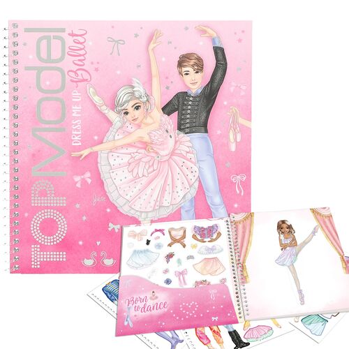 TOP MODEL CUADERNO DE PEGATINAS DRESS ME UP BALLET ROSA