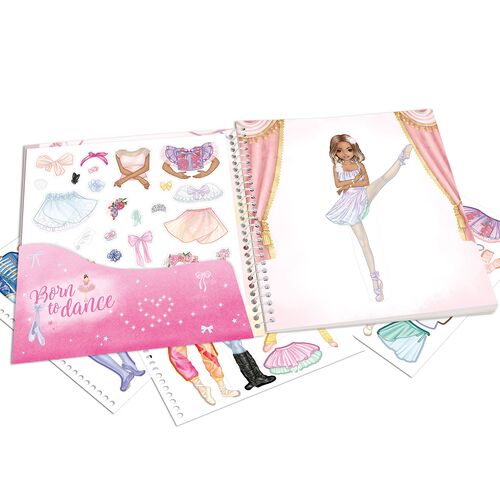 TOP MODEL CUADERNO DE PEGATINAS DRESS ME UP BALLET ROSA